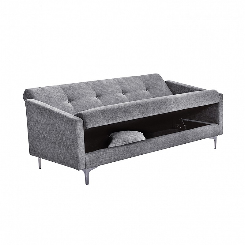 Dīvāns gulta LOGAN 199x86xH90cm, pārklājuma materiāls: audums, krāsa: gaiši pelēks