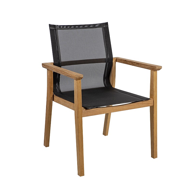 Dārza krēsls NAUTICA 64x65xH90cm, sēžamdaļa: tekstils, rāmis un kājas: tīkkoks, apdare: viegli pulēts, nav eļļots