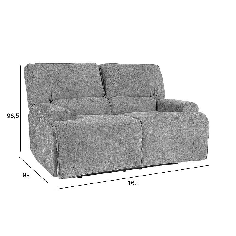Dīvāns MARCUS 2-viet. ar mehānismu, 160x99xH96,5cm, materiāls: audums, krāsa: pelēks