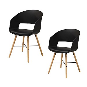 Krēsli 2 gab. LUNA 51,5x52xH80,5cm, materiāls: plastikāts, sēžamvieta: ādas aizvietotājs, krāsa: melns, kājas: dižskabar