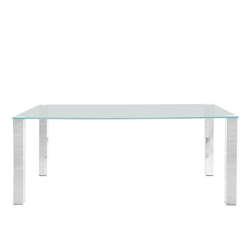 Ēdamistabas galds KANTE 180x90xH75cm, galda virsma: 12mm stikls, kājas: hromēts metāls