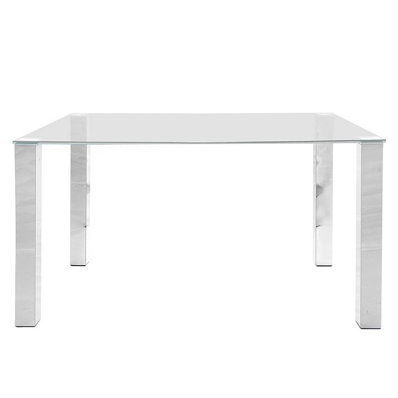 Ēdamistabas galds KANTE 140x90xH75cm, galda virsma: caurspīdīgs tīkls 12mm, kājiņas: metāls, krāsa: hromēts