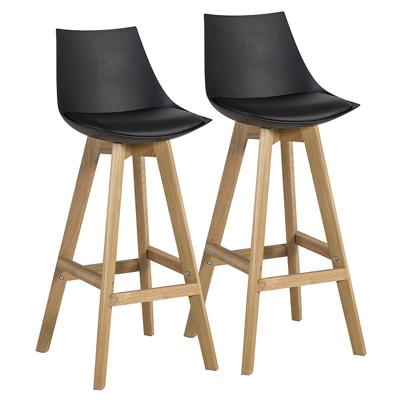 Bāra krēsli 2gab. SONJA 41x41,5xH99cm, sēdvieta: plastika / mākslīgā āda, krāsa: melna, kājas: ozols